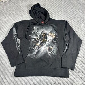 Spiral Direct Gothic Skull Reaper Size MHoodie Double Side Black Cotton AOP‎ Y2K